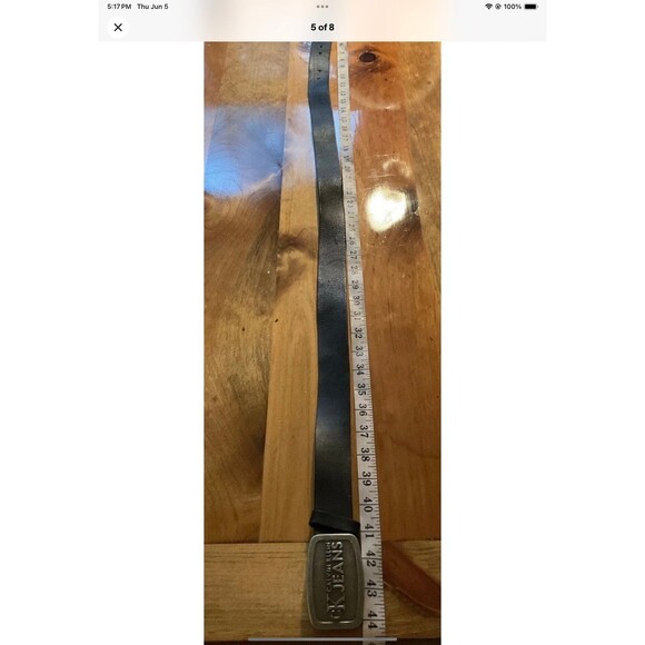 Calvin Klein Jeans Unisex Black Leather Belt Metal Logo Buckle 44” Vintage 90’s - Picture 5 of 8